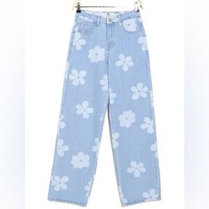 Flying Angel Floral Wide Leg Jeans